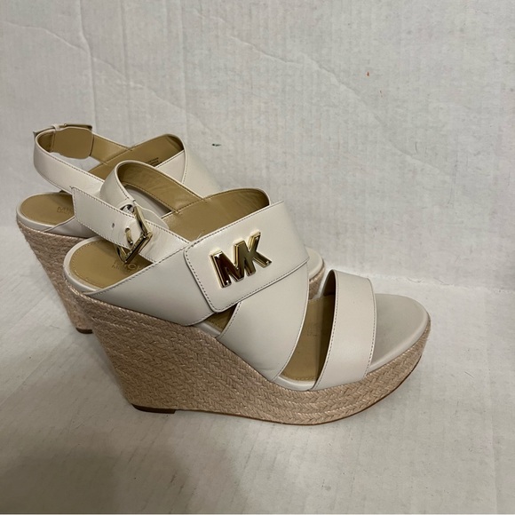 MICHAEL Michael Kors White Leather Wedge Sandals - Picture 5 of 16